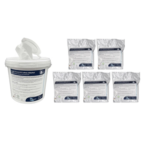 BioWIPES alkoholfrei: Entnahmeeimer und 5 Nachfüllpacks