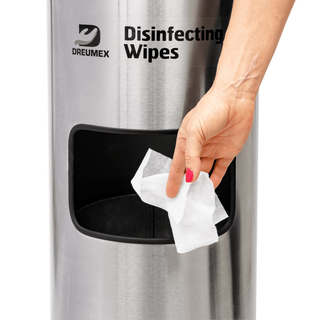 Hygienestation aus Edelstahl – Tuchspender & Abfallbehälter
