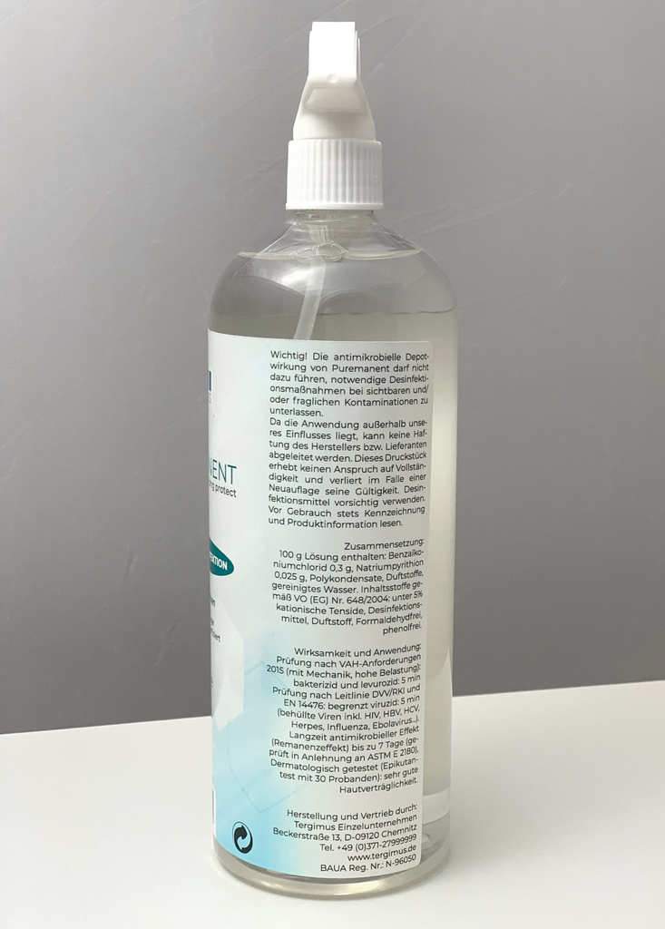 
TERGIMUS Puremanent Long Protect langzeit Oberflächendesinfektionsmittel – 100 ml – Ansicht 10